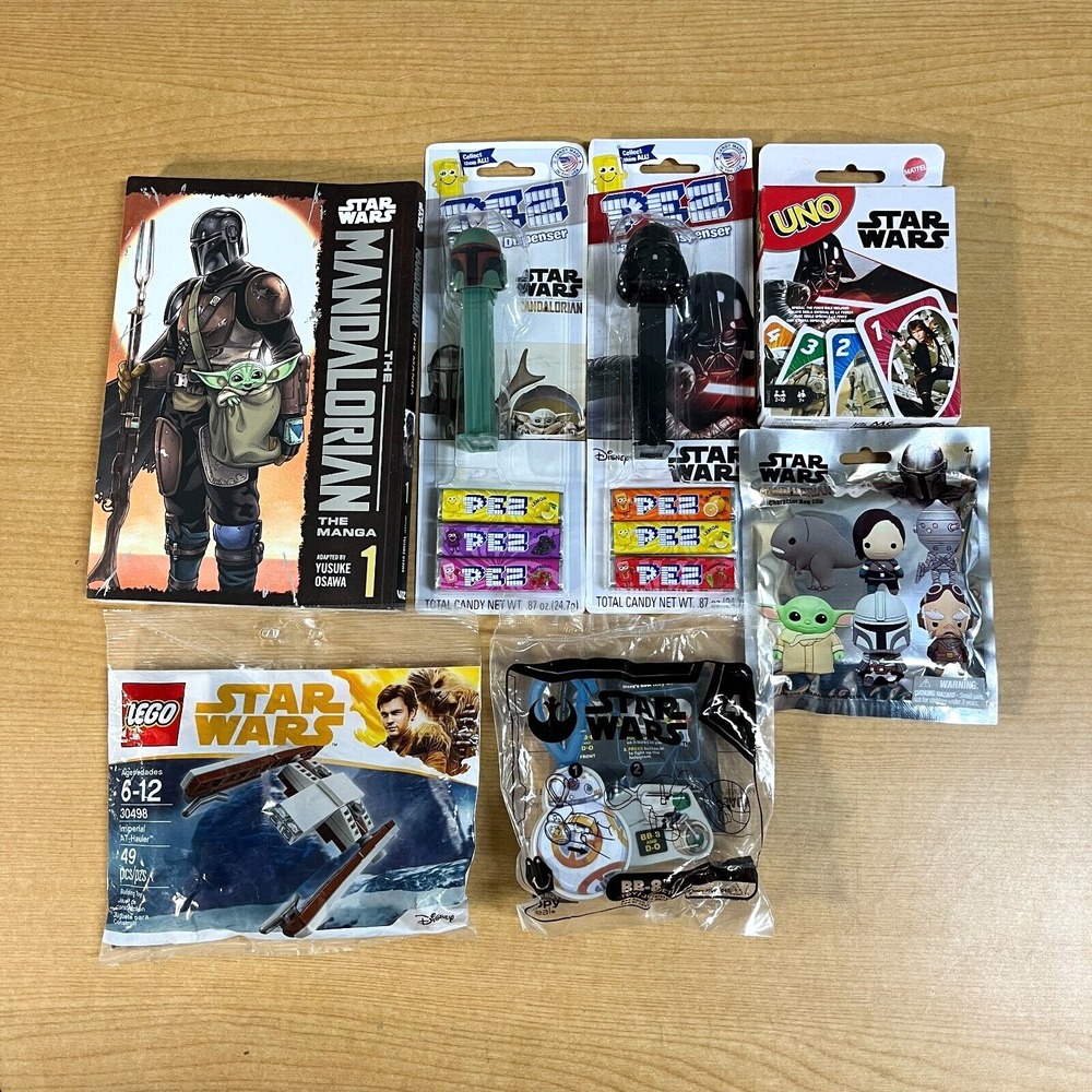 Star Wars Toy Lot LEGO 30498 UNO Mandalorian Manga PEZ BB-8 Boba Fett Vader